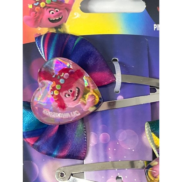 Trolls World Tour 2 Pack Hair Clips Barrettes Pink Blue Purple NWT - Picture 2 of 5